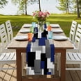 thumbnail image 4 of Table Runners 90 Inches Long Dress Scarves, Navy Blue Black Geometric Farmhouse Coffee/Dining/Kitchen Table Runner for Living Room, Modern Abstract Art Block 13x90 Inch, 4 of 9