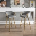 thumbnail image 2 of 2PCS 26-Inch Bar Stools with Chrome Footrest - Luxurious Velvet Fabric, Golden Legs, Simple High Bar Stool Design for Stylish Home Decor-Gray, 2 of 9