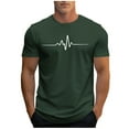 thumbnail image 3 of VBTAPA Mens Heartbeat Print T-shirts Trendy Casual Short Sleeve Round Neck Tees Lightweight Gym Workout Shirts Army Green XL, 3 of 6