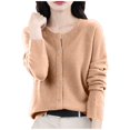 thumbnail image 2 of Ayolanni Soft Knit Cardigan Sweaters for Women Long Sleeve Gold Lightweight Cardigan Loose Crew Neck Button Down Coat XXL, 2 of 5