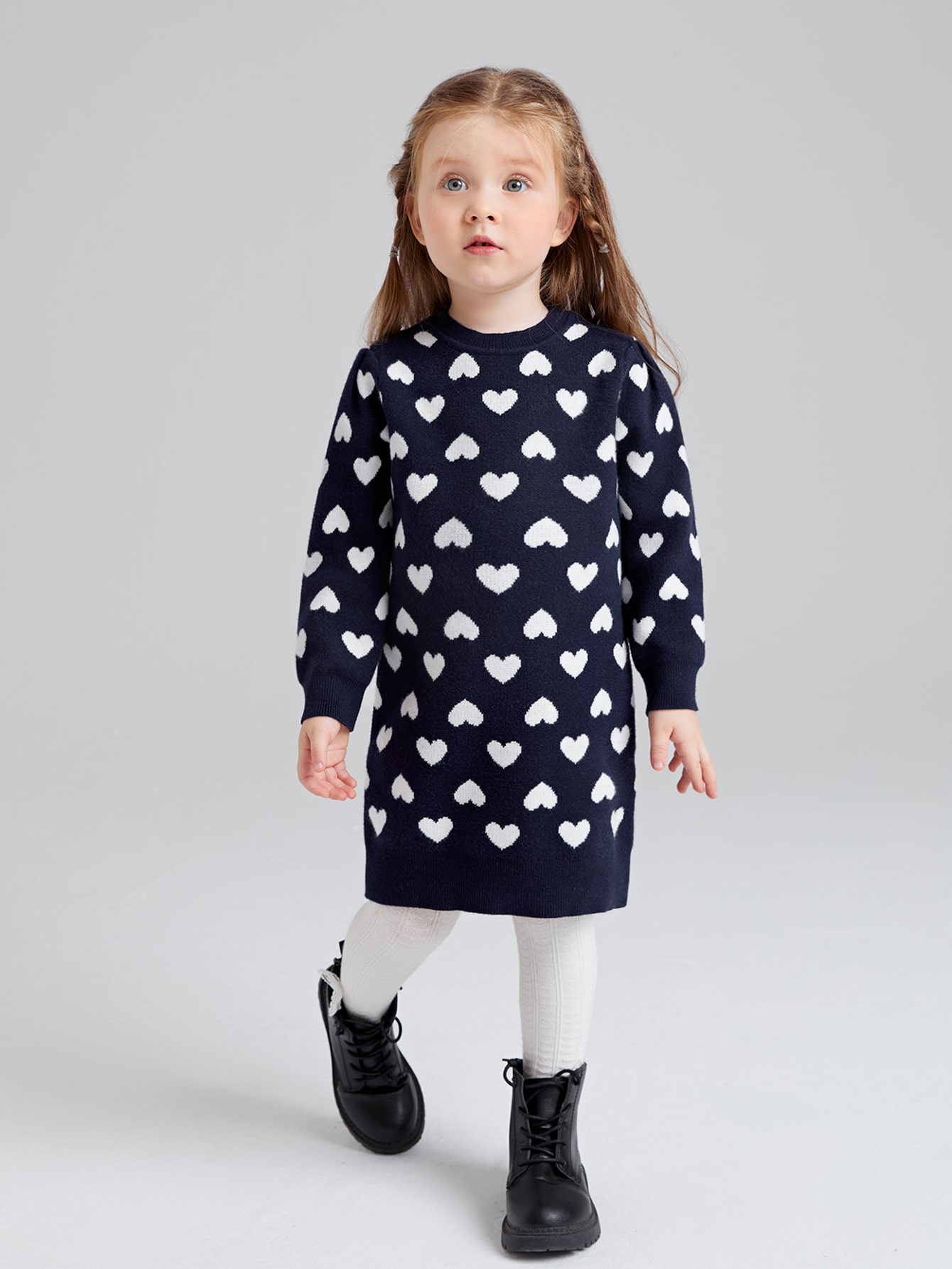 girls navy sweater dress