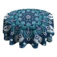 thumbnail image 4 of Round Waterproof Tablecloth 60×60 Inch, Boho Style Reusable Indoor/Outdoor Durable Table Cover for Party Kitchen Dinner Room Decor, 4 of 6