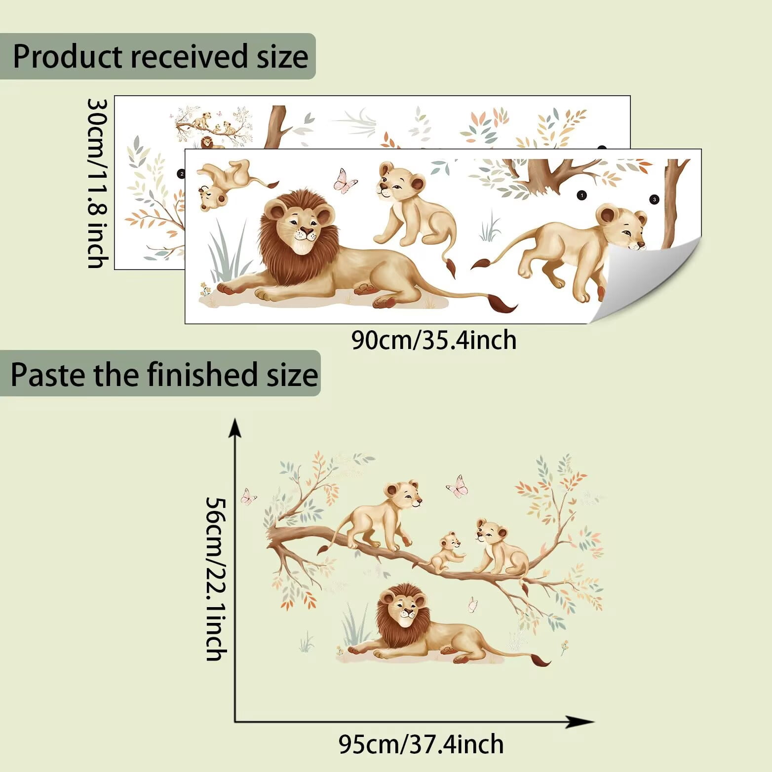 Lion Wall Stickers Woodland Animal Tree Branch Wall Decals for Kids Bedroom Baby Nursery Home Decor DIY transparent stickers, bedroom, living room, TV wall, children's room stickers
