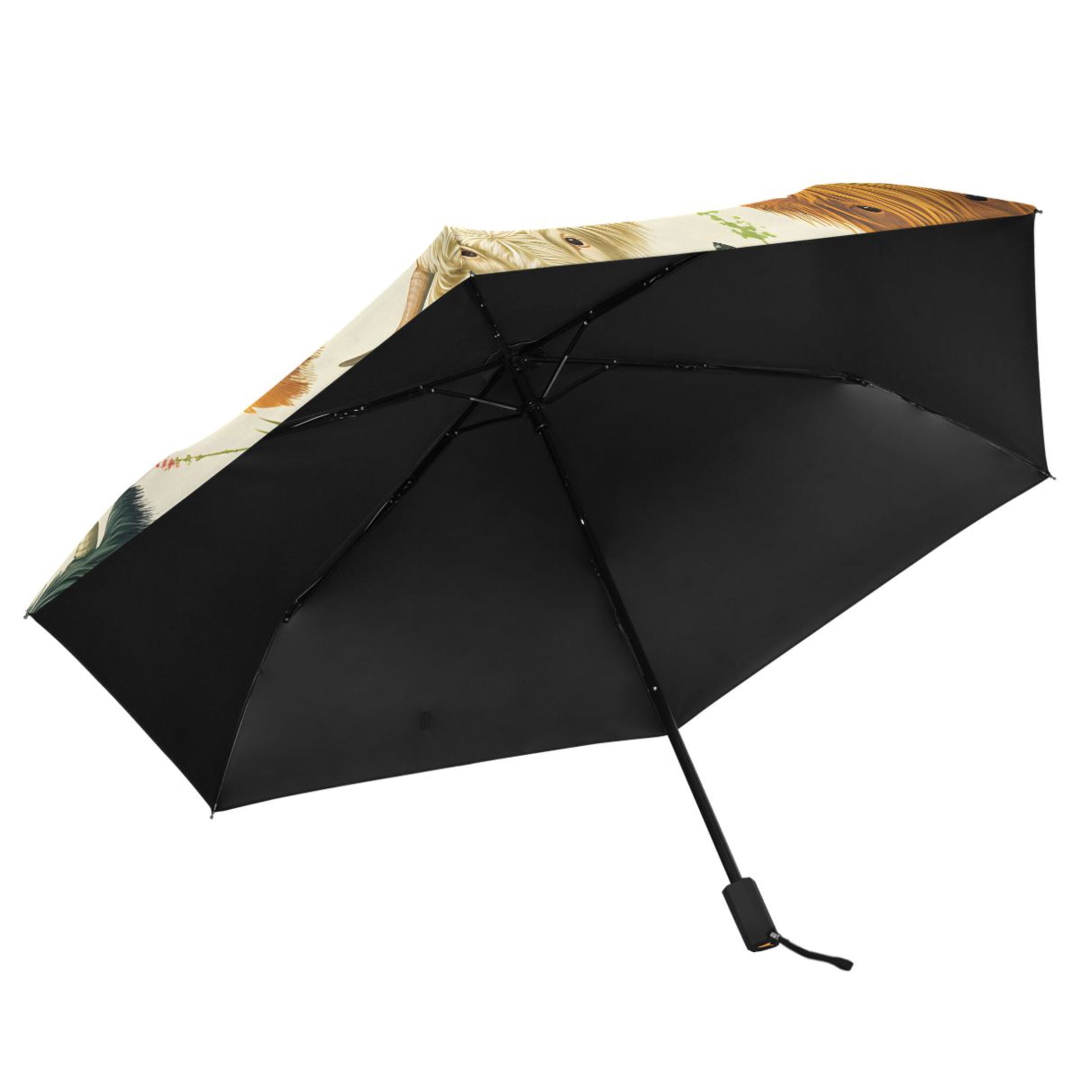ALAZA Highland Cattles UPF 50+ Compact Folding Umbrella for Rain Travel Umbrella Packable