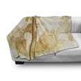 thumbnail image 3 of Compass Soft Flannel Fleece Throw Blanket, Old-Fashioned World Map Design with Compass in Retro Distressed Colors Continents, Cozy Plush for Indoor and Outdoor Use, 50" x 60", Cream Tan, by Ambesonne, 3 of 6