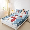 thumbnail image 4 of jejeloiu Kawaii Snowmen Twin Sheet Sets,Merry Christmas Twin Fitted Sheet,Red White Blue Flat Sheet For Childrem,Ultra Soft Home Decor,3pcs, 4 of 7