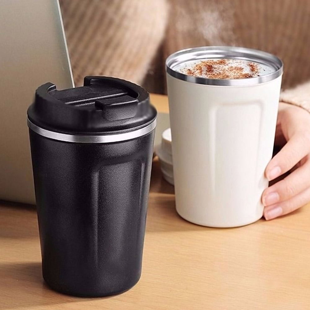 Car Leisure Black,380ml Travel Coffee Mug with Lid Stainless Steel Vacuum Double Insulated Coffee Tumbler 380ml/13oz Coffee Cup Fit for Office 