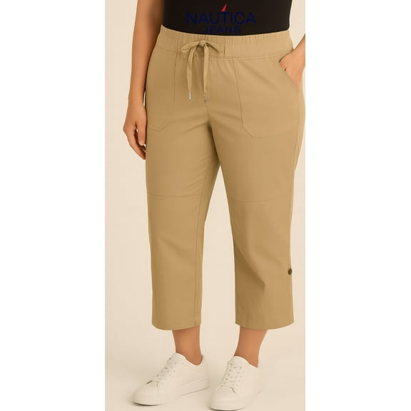 Woman's Nautica-Jeans - Brown/Biege Pull-on Pants - XXL