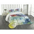 thumbnail image 3 of Ambesonne Tropical Quilted Bedspread Set 3 Pcs, Watercolor Palm Retro, King Size, Multicolor, 3 of 5