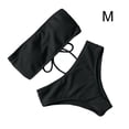 thumbnail image 4 of Greeniant Traje de baño dividido para mujer, traje de baño acolchado de poliéster para verano, traje de baño para vacaciones, traje de playa sencillo a Traje de baño Negro M Greeniant OD021066-11, 4 of 6