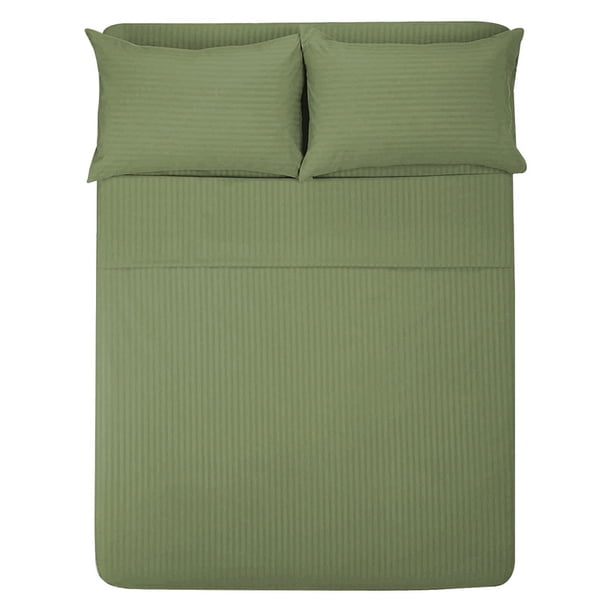 Sábana Queen Size 1800 Hilos, Microfibra Grabada Ultra Suave Mod. VERDE OLIVO