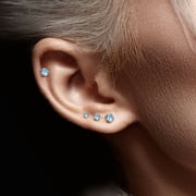 Labret Flat Back Stud Gem Prong Settings Push In Threadless
