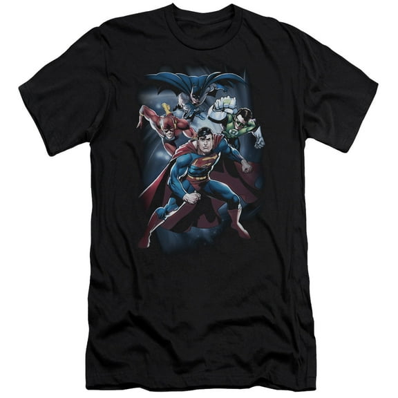 JLA Justice League Cosmic Crew S/S Adult 30/1 T-Shirt Black