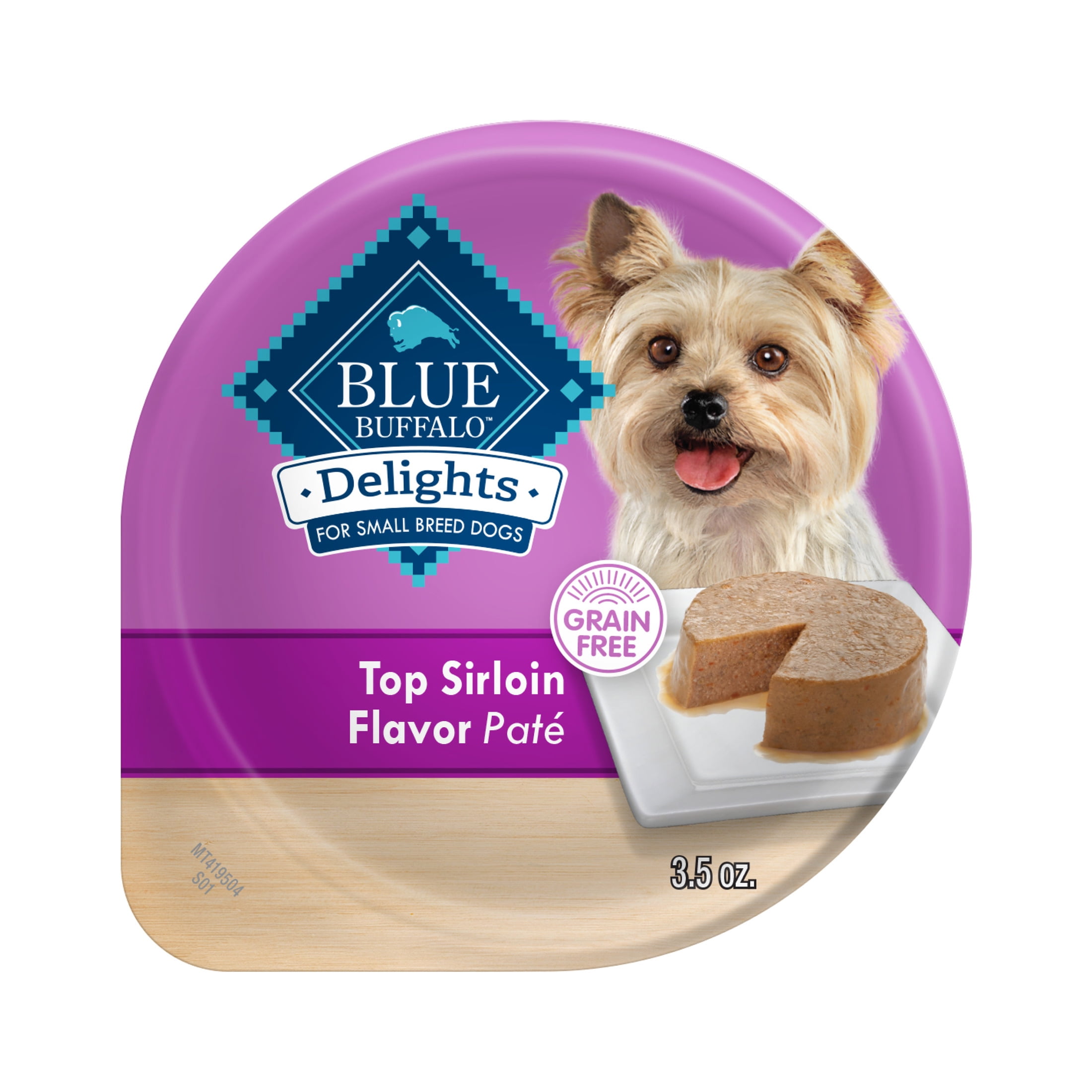 (4 pack) Blue Buffalo Delights Small Breed Natural Wet Dog Food, Top Sirloin Paté, 3.5-oz. Cup