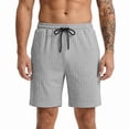 thumbnail image 4 of Men Workout Shorts Baggy Men's Jacquard Casual Shorts with Pocket, Drawstring Elastic Waist Loose Shorts, Summer Casual Versatile Shorts Daily Gray S, 4 of 9