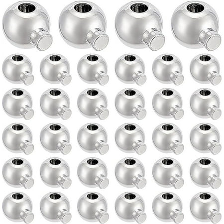 60Pcs Crimp Beads Loose Rondelle Spacer Beads Platinum End Beads Metal Round Ball Spacer Beads Round Stopper Crimp End Beads