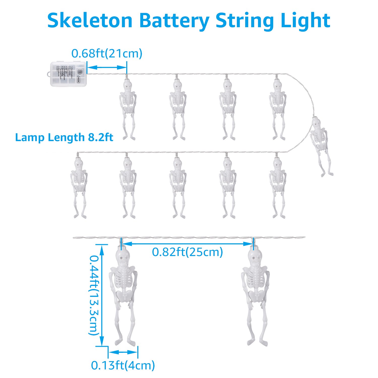 Halloween Decorations Skeleton Skull String Lights, 10 LEDs