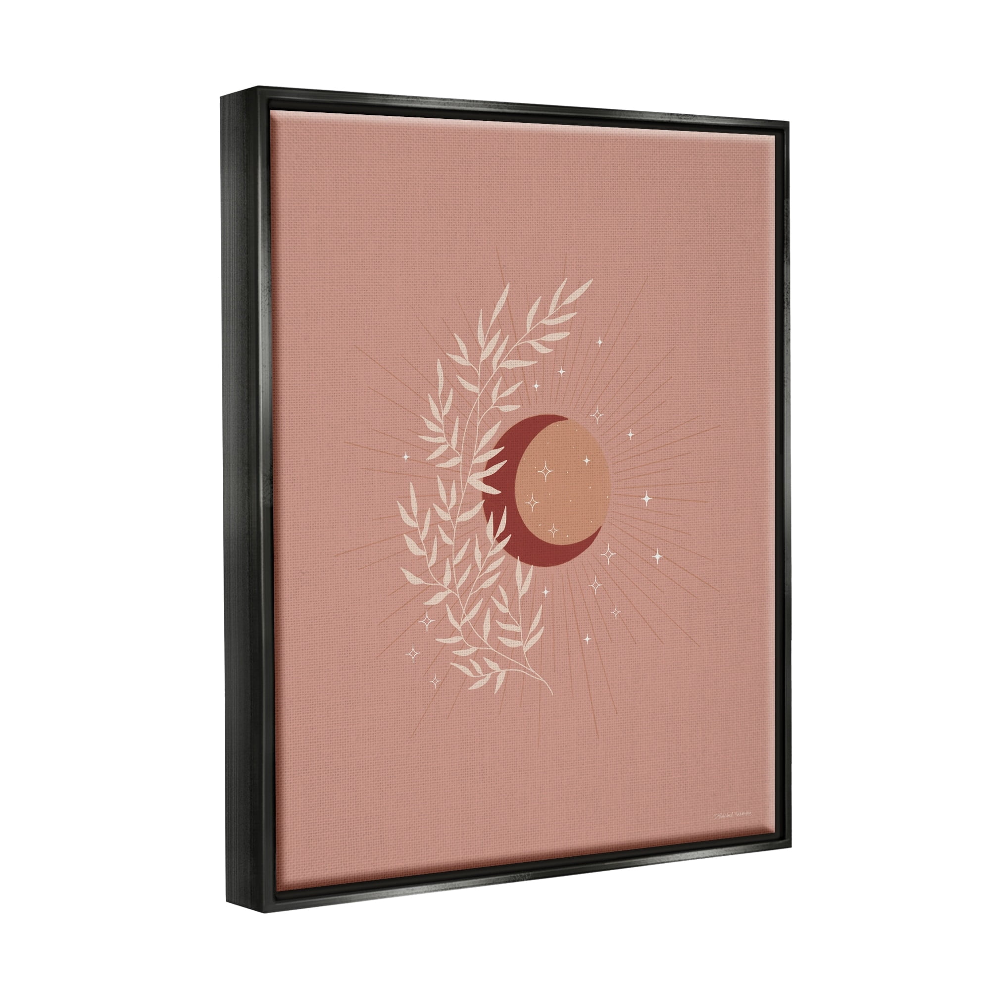 Stupell Industries Boho Herb Botanicals Astral Starry Sun & Moon Graphic Art Jet Black Floating Framed Canvas Print Wall Art, Design by Rachel Nieman