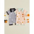 thumbnail image 3 of RUINIXCW Baby Boys Jumpsuit, Short Sleeve Stripes Pumpkin/Ghost Summer Romper Halloween Clothes, 3 of 9