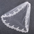 thumbnail image 2 of White /Ivory Simple Comb  Handmade Bridal Wedding Veil With Comb Lace Applique Edge, 2 of 5