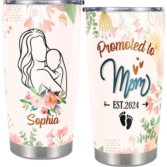 Personalized New Mom Tumbler Travel Coffee Mug Insulated Cup with Lid Stainless Steel 20 oz Baby Shower Gifts for Women After Birth Mother To Be Mothers day