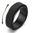 thumbnail image 2 of Fashionable Men's Stainless Steel Rotating Ring - 8mm Silver Chain Braided Mesh Design, Trendy Men's Ring Jewelry,Black-Size 7, 2 of 10