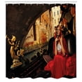 thumbnail image 3 of Ambesonne Venice Shower Curtain, Woman in Red Cloak, 69"Wx84"L, Red Black Pale Brown, 3 of 3