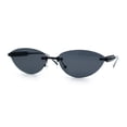 thumbnail image 4 of Womens Rimless Metal Rim Cat Eye Pyramid Stud Jewel Arm Sunglasses All Black, 4 of 8