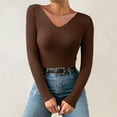 thumbnail image 2 of DHFJKG Women Knit Ribbed Sweater V-Neck Base Top Casual Slim Fit Long Sleeve Solid Color Layering Pullover Autumn Winter Comfort Jumper Tops, 2 of 4