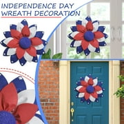 Independence Day Wreath Porch Decoration Front Door Outdoor Hanging Wreath Decor Christmas Window with Lights Grapevine Wreaths for Crafts Cupboard Wreaths Auto Wreath 18" Wreath Bulk Flowers for Year