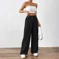 thumbnail image 5 of Lumtrix Womens Summer Elastic High Waist Textured Flowy Palazzo Pants Casual Wide Leg Trousers with Pockets Black S, 5 of 5