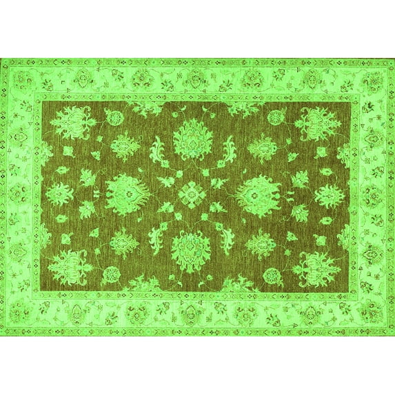 Ahgly Company Indoor Rectangle Oriental Green Traditional Area Rugs, 5' x 7'