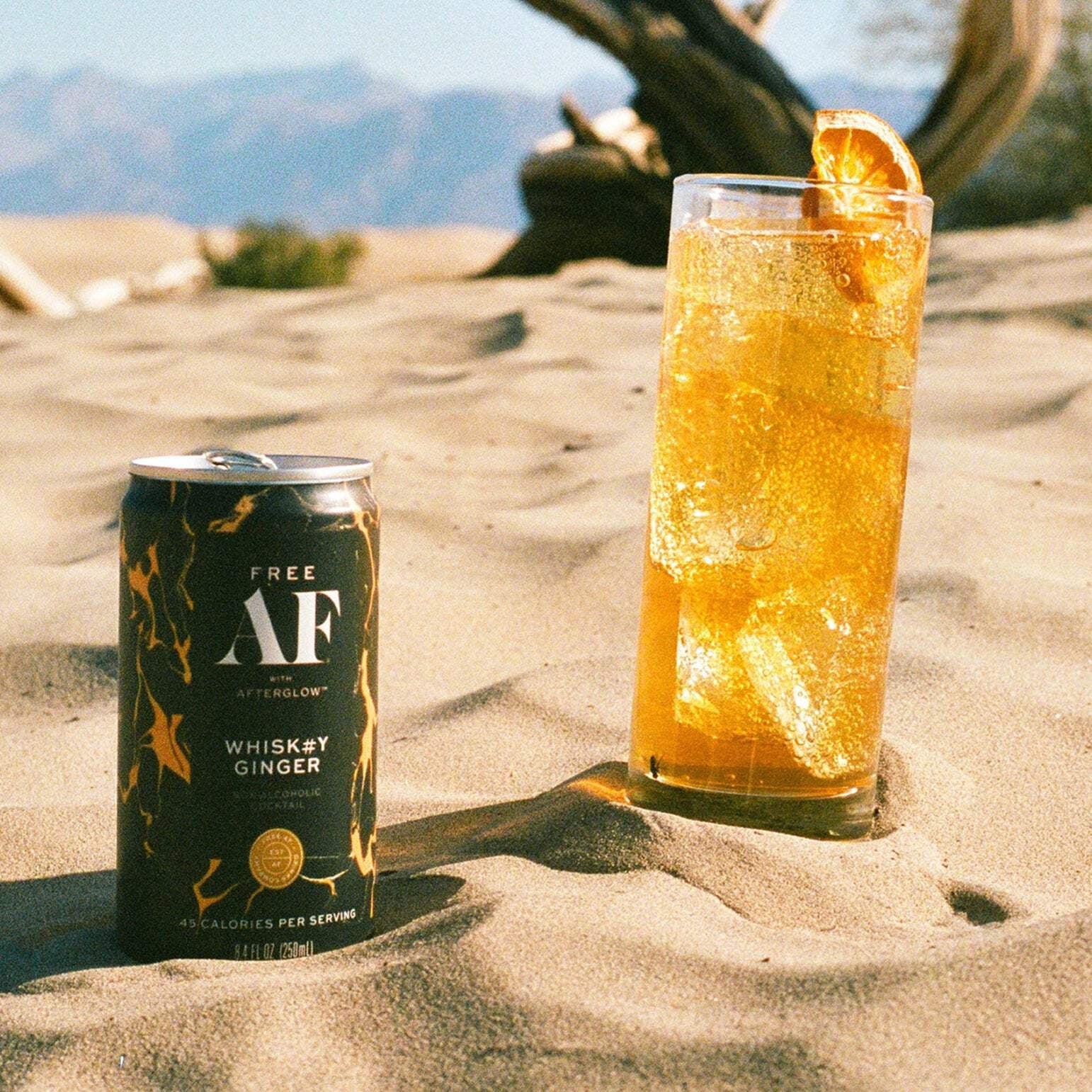 FREE AF Non-Alcoholic Drinks Whiskey Ginger | Alcohol Alternative Sparkling Cocktails with AFTERGLOW Botanical Warmth | Gluten-Free, Low-Calorie | 8.4 oz Cans (12-Pack)