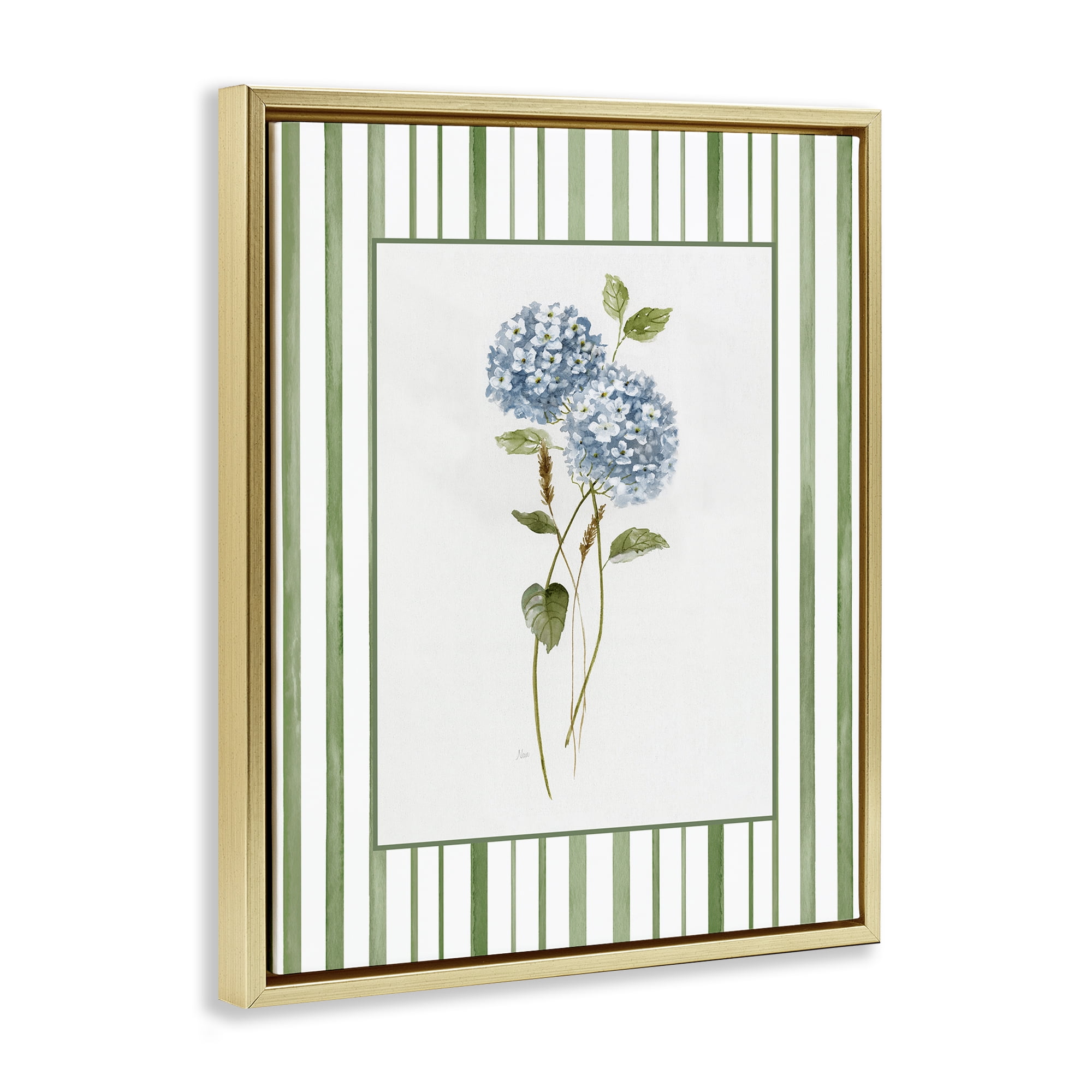 Stupell Industries Delicate Hydrangea & Dried Wheat Gold Framed Floater Canvas Wall Art, design by Nan