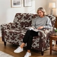 thumbnail image 3 of Garronmavis Brown Cow Print Recliner Slipcovers Stretch Recliner Chair Cover Washable Lazy Boy Chair Covers 2 Seat Sofa Recliner Set Non Slip Reclining Furniture Protector Couch Cover, 3 of 7