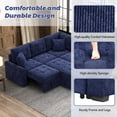thumbnail image 5 of EUROCO 82.6" L Shaped Sectional Sofa Couch, Velvet Pull-out Sleeper Sofa Bed with Wheels, USB Ports, Power Sockets and Pillows for Living Room, Navy Blue, 5 of 8