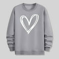 thumbnail image 5 of Graphic Sweatshirts For Men - Hearted-Printed Crewneck Casual Fashion Fall Sweatshirt Loose Fit Pullover Daily Tops Gray S, 5 of 6