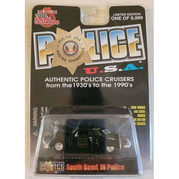 1999 Racing Champions Police USA 1951 Studebaker South Bend, IN Police Car Diecast 1:64 Scale