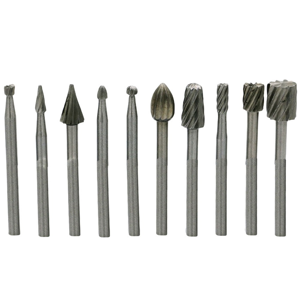 Rotary Burr 10 Pcs Rotary Burr Drill Bits Round Handle Carving Burs