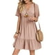 thumbnail image 1 of Vestido de verano Gchanao casual holgado con cuello en V rosa 3XL para mujer, 1 of 3