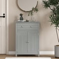thumbnail image 4 of Topbuy Freestanding Bathroom Storage Cabinet Floor Cabinet with Drawer Doors and Adjustable Shelf for Storage Grey, 4 of 10