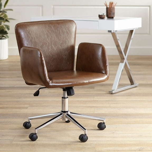 55 Downing Street Megan Brown Faux Leather Swivel Office Chair