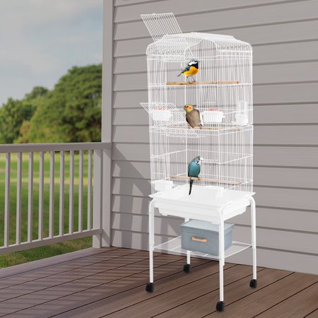 Pet Bird‑Cage Breathable‑Structure Horizontal‑Vertical‑Bars With Feeders Waterer For Finch Canary
