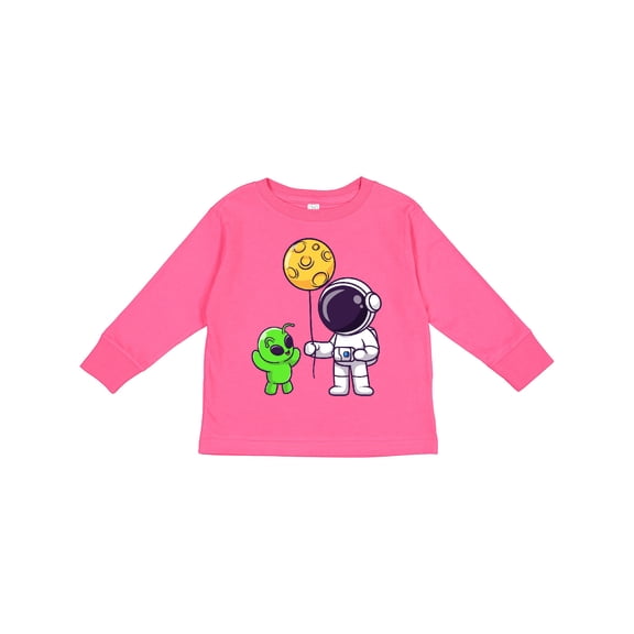 Inktastic Astronaut Holding a Moon Balloon Boys or Girls Long Sleeve Toddler T-Shirt