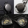 thumbnail image 4 of VIGOROSO Mechanical Pocket Watch Hand-winding Full Hunter Smooth Black Steel WatchCase Fob Chain Clock Watch with Gift Box, 4 of 8