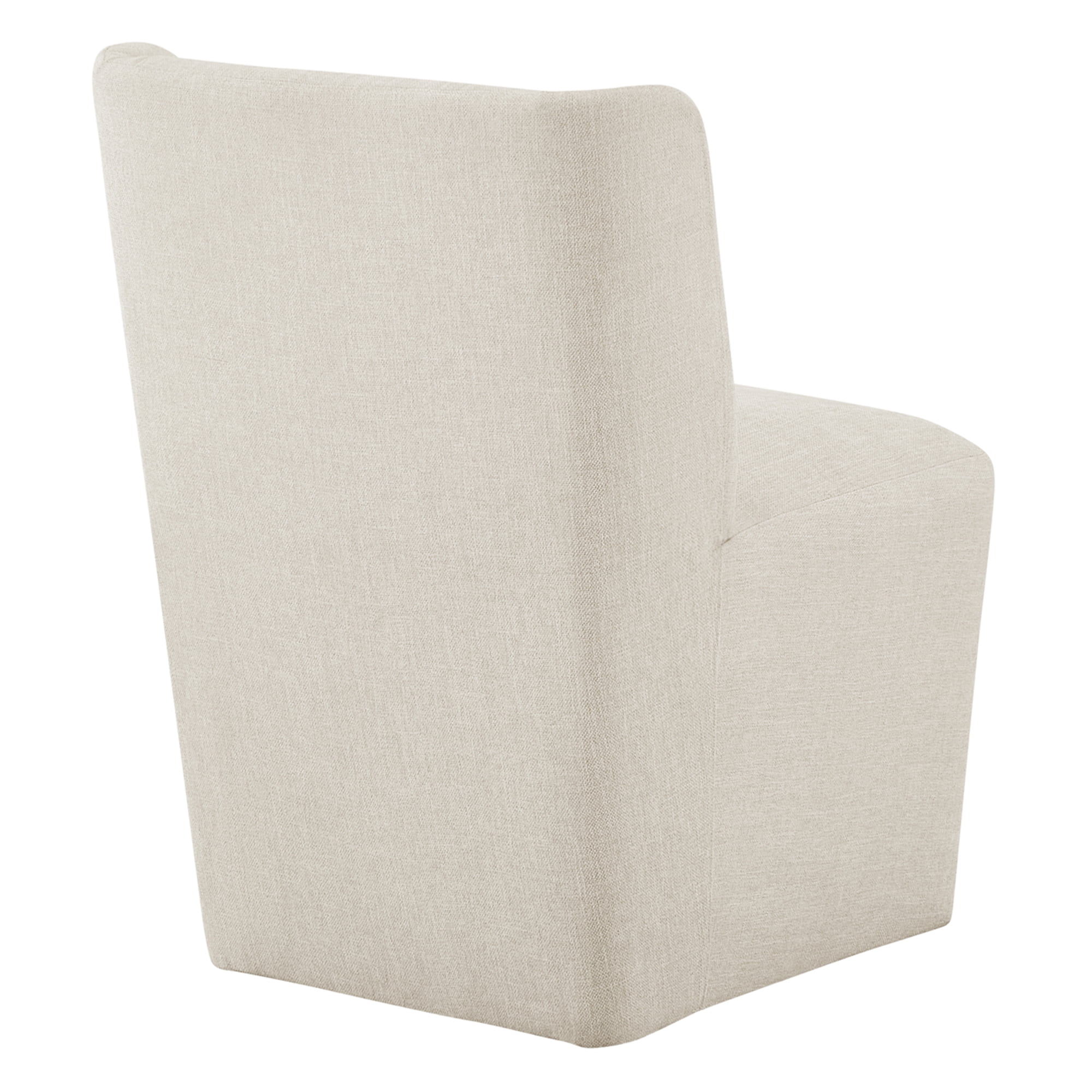 Spruce & Spring Modern Upholstered Dining Chair with Wingback and Hidden Casters, Single, Fabric in Linen