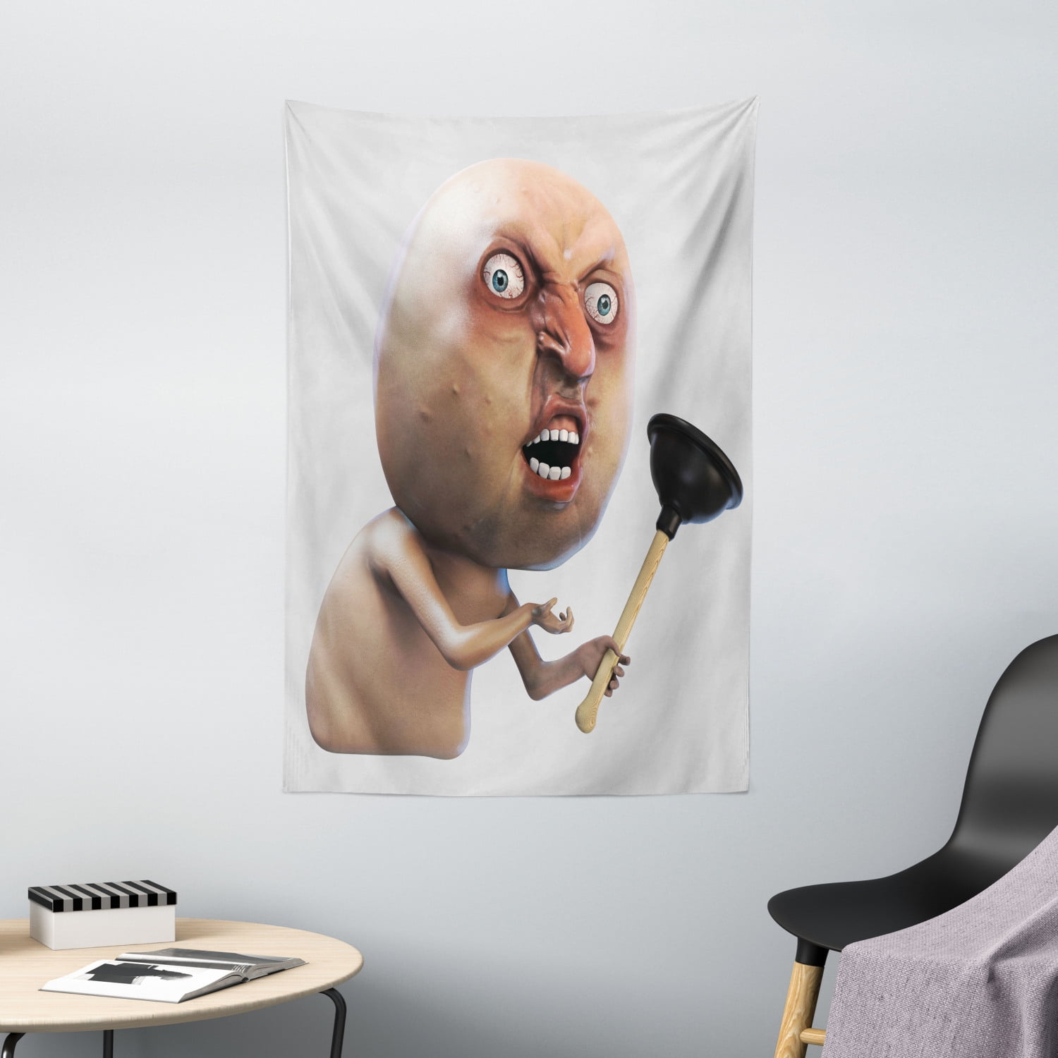 Humor Tapestry, Why You No with Plunger Guy Meme with Long Face Angry  Grumpy Washroom Design Print, Wall Hanging for Bedroom Living Room Dorm  Decor, 60W X 80L Inches, Tan and Peach,