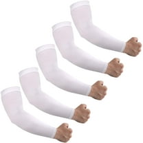 UV Sun Protection Arm Sleeves for Men & Women - Tattoo Cover Up -50 Cooling Sleeve for Golf, Cycling 5 Pairs - White
