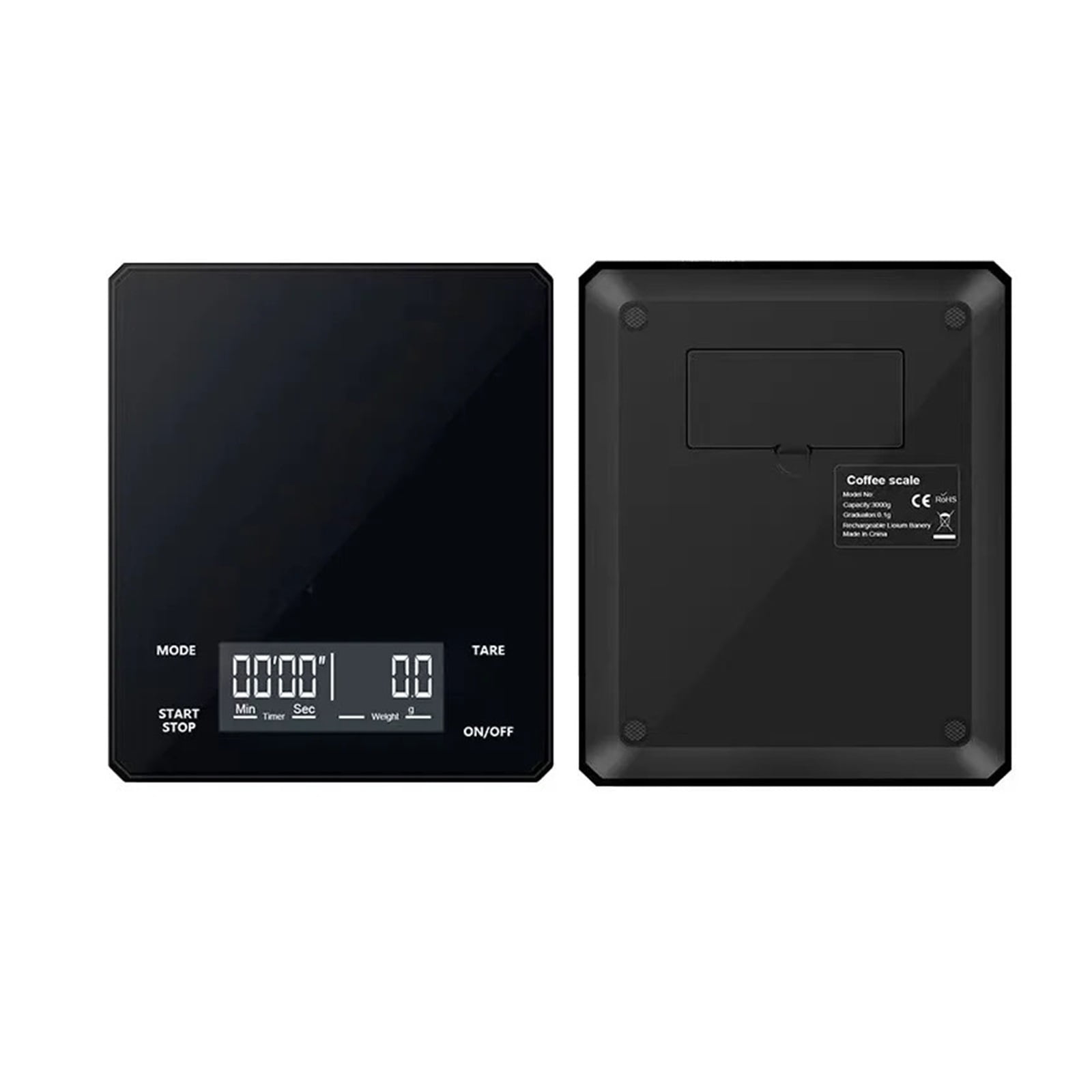 Smart Home Timer Coffee Scale,Rechargeable Kitchen Scale 3kg Precision 0.1g,High-definition Backlight Display,Unit:g/oz/ml