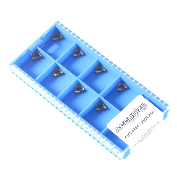 Accusize 08ERA60 10 Pc TiN Coated Carbide Inserts, for Ser0250-08 Cutter, 2200-0860x10
